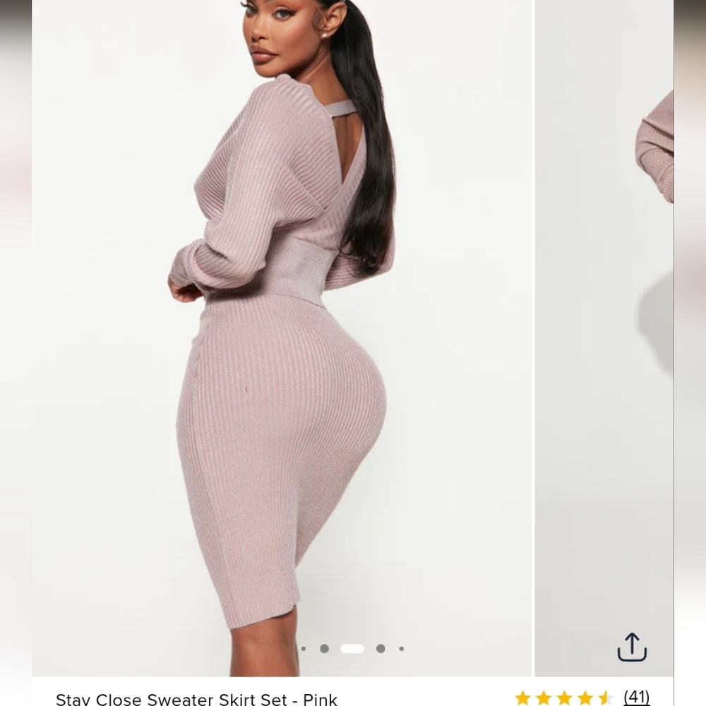 Pink Sweater Skirt Set